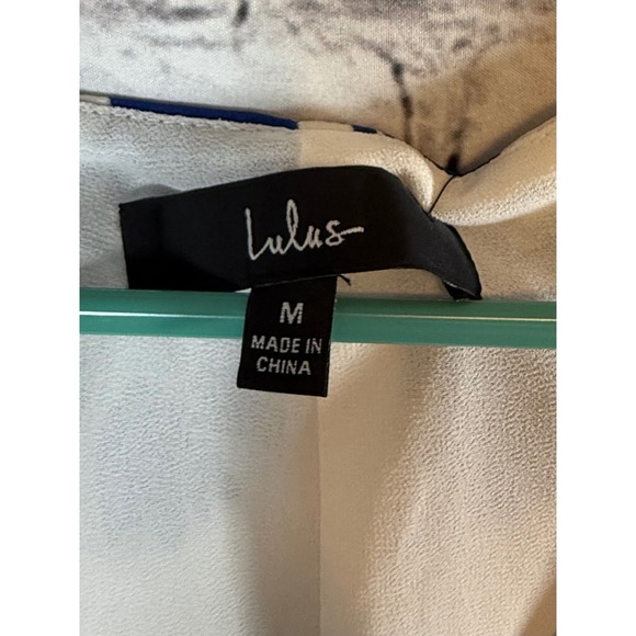 Lulu's Lindsie Blue Floral‎ Maxi Dress Pleated Sleeveless Ivory Blue Size M - Picture 4 of 5